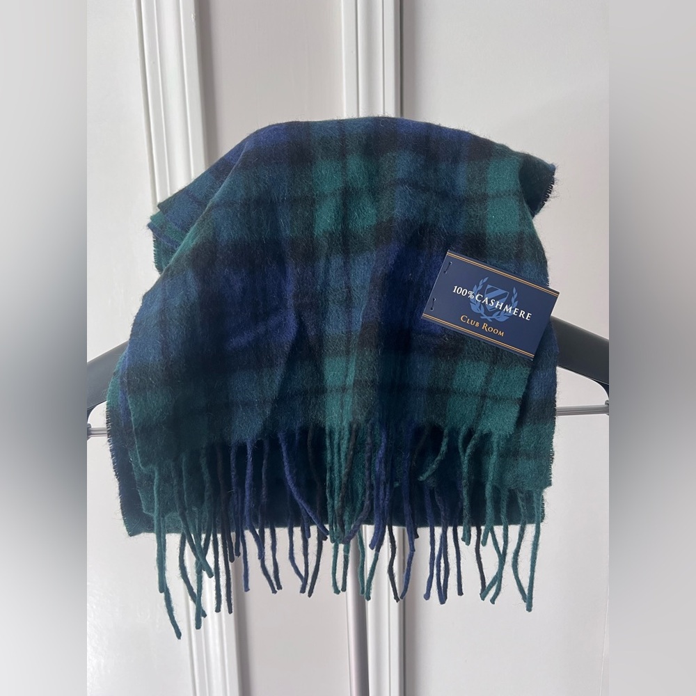 Club Room Blackwatch Plaid Cashmere Scarf